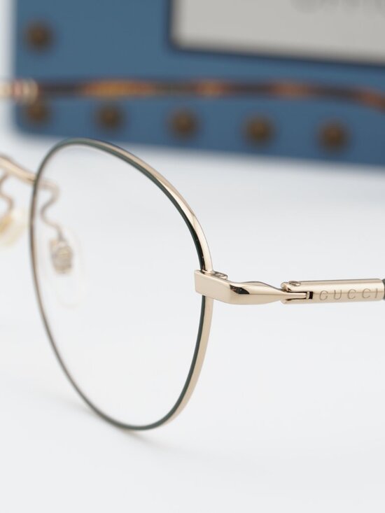 Gucci GG0392O 004 Round Eyeglasses 51mm - Green / Gold main image 5